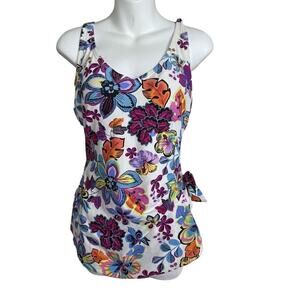Maxine of Hollywood Swimsuits Retro‎ Modest Colorful Floral One Piece Size 10